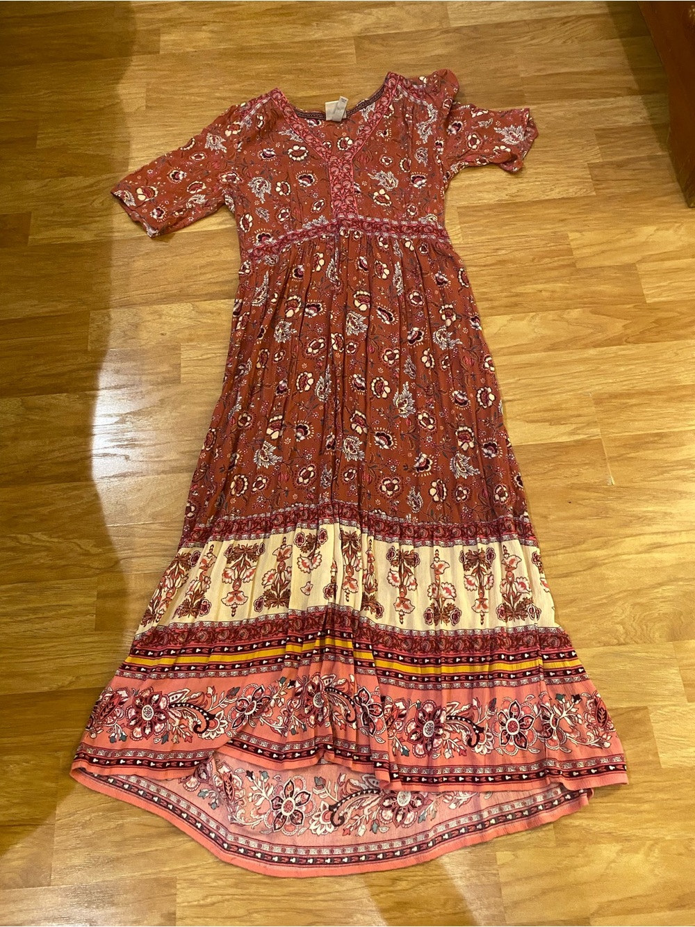 Bohemian Rust Floral Dress - Women